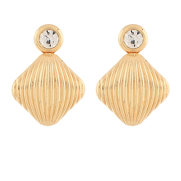 Crystal & Patterned Square Chunky Drop Earrings - Picture 2 of 2